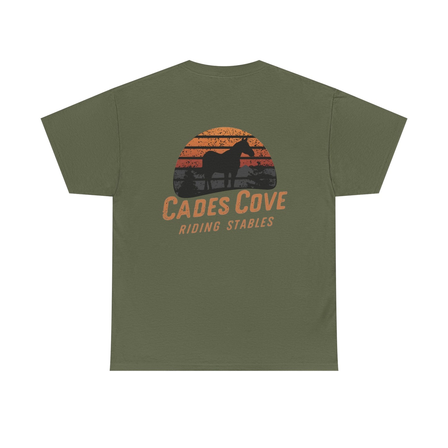 Cades Cove Riding Stables Retro Sunset Unisex Heavy Cotton Tee