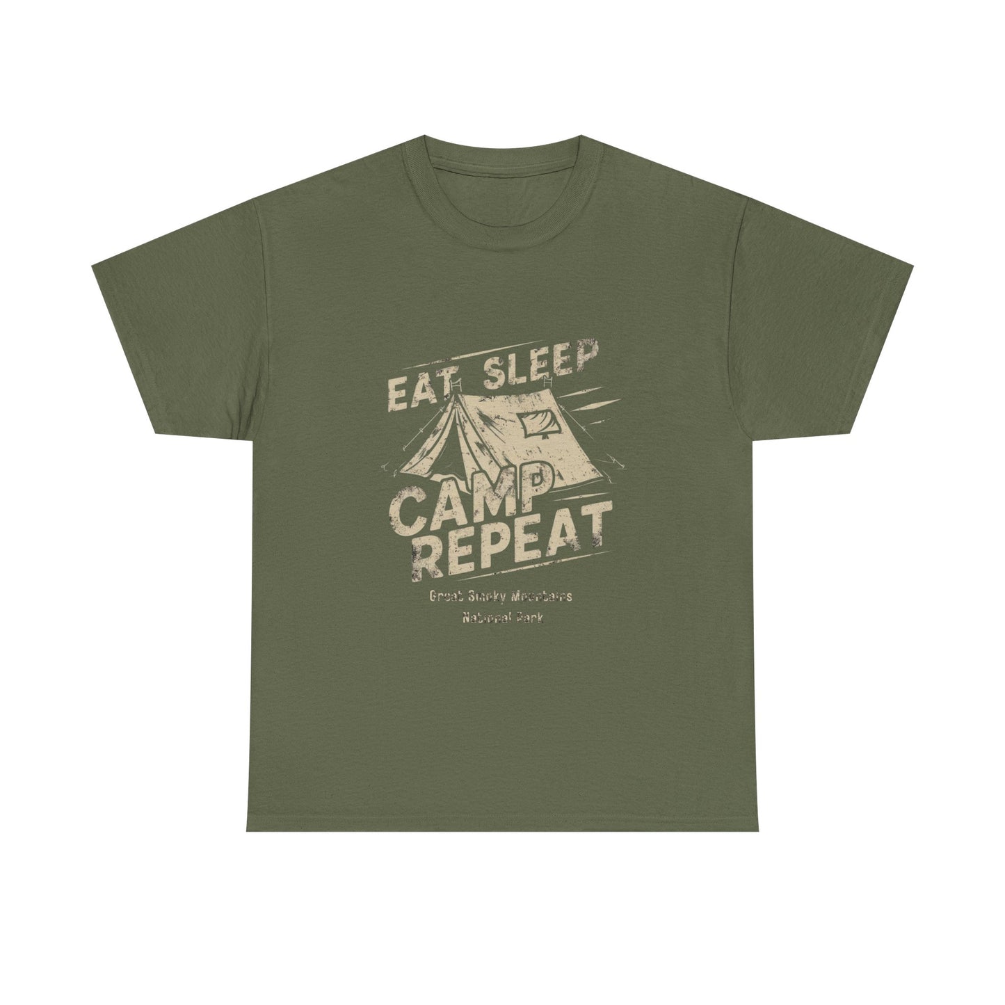 Great Smoky Mountains National Park Tent Camping Unisex Heavy Cotton Tee