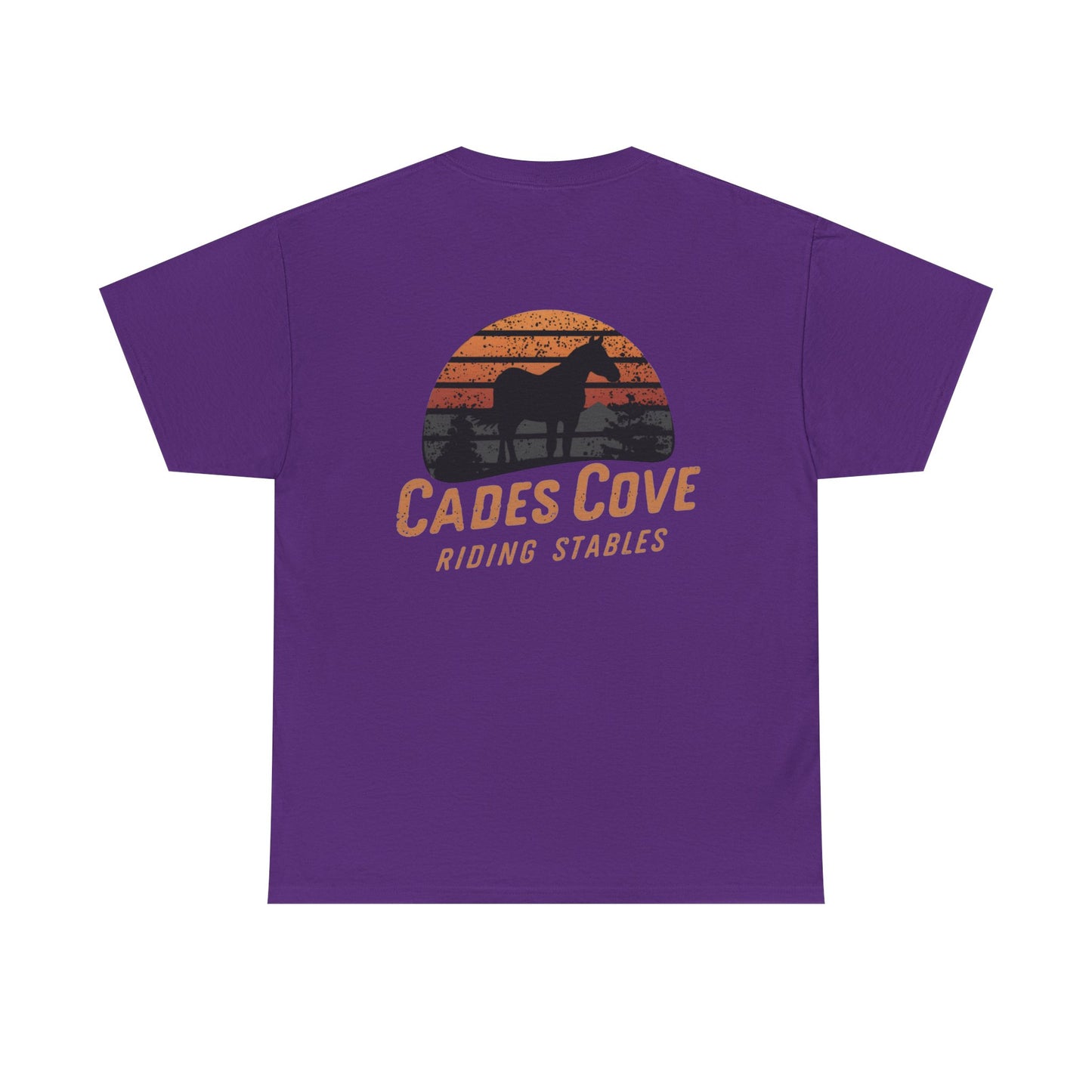 Cades Cove Riding Stables Retro Sunset Unisex Heavy Cotton Tee