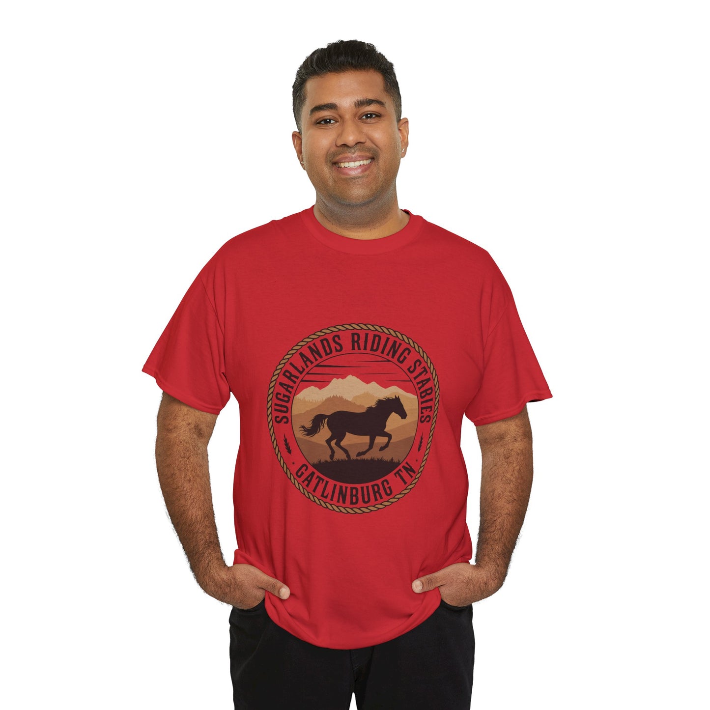 Sugarlands Riding Stables T-Shirt – Gatlinburg Tennessee Running Horse Western Emblem Tee