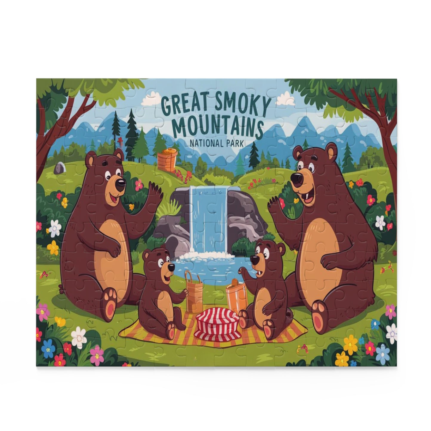 Great Smoky Mountains National Park Kids Bear Family Picnic Puzzle (120, 252, 500-Piece)