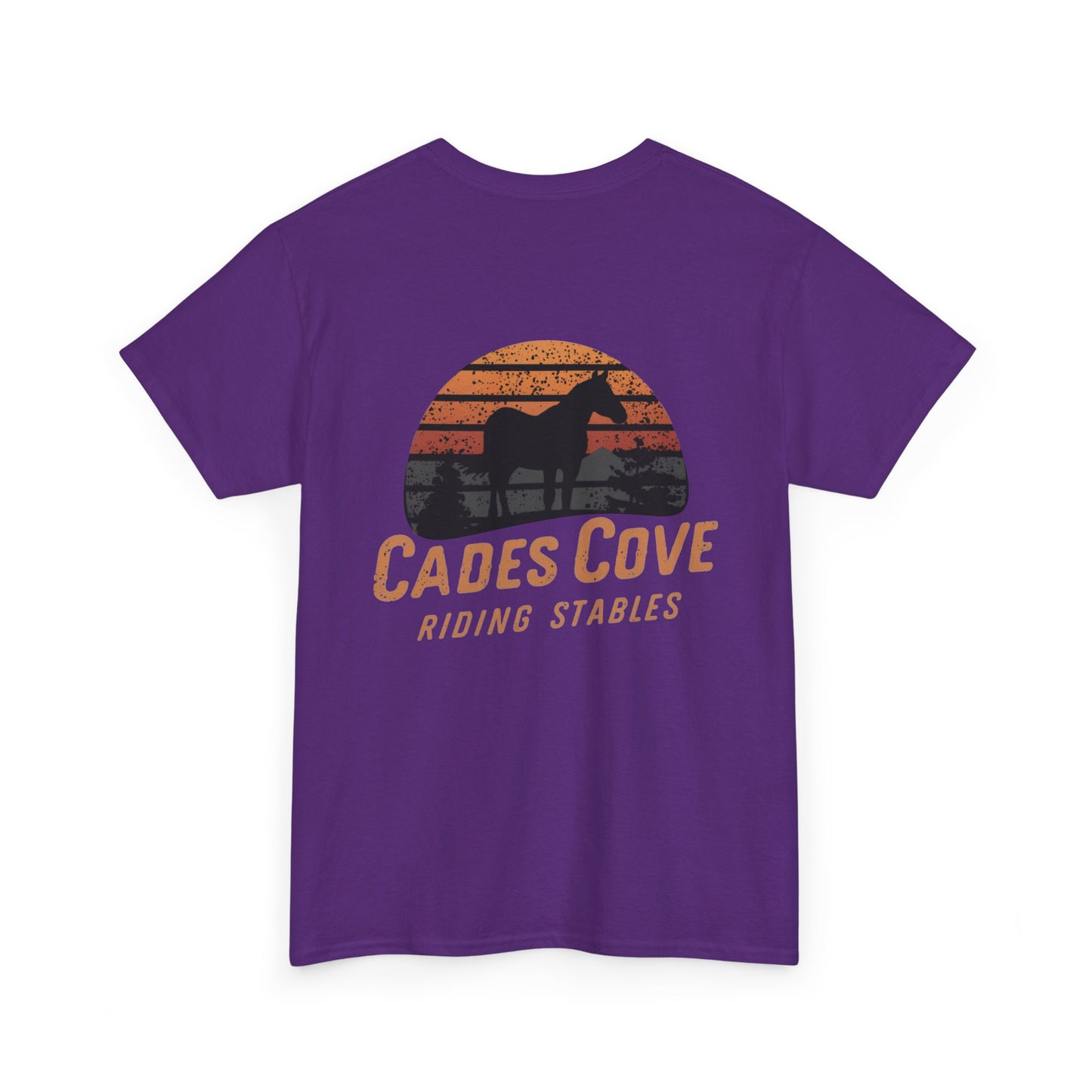 Cades Cove Riding Stables Retro Sunset Unisex Heavy Cotton Tee