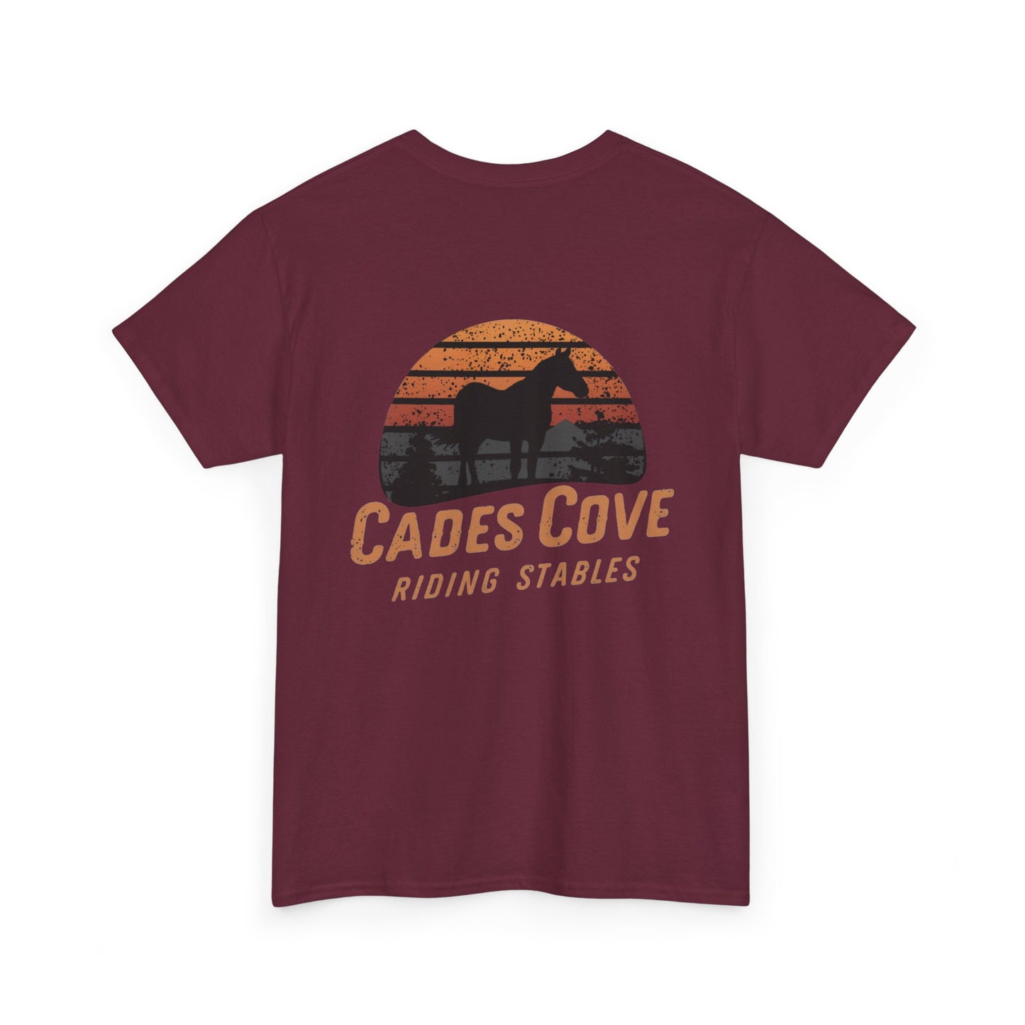 Cades Cove Riding Stables Retro Sunset Unisex Heavy Cotton Tee