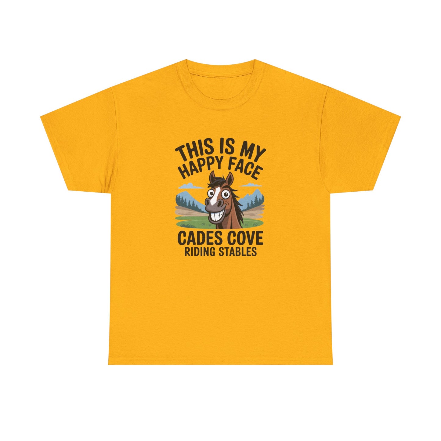 This Is My Happy Face Cades Cove Riding Stables T-Shirt – Funny Adult Horse Tee
