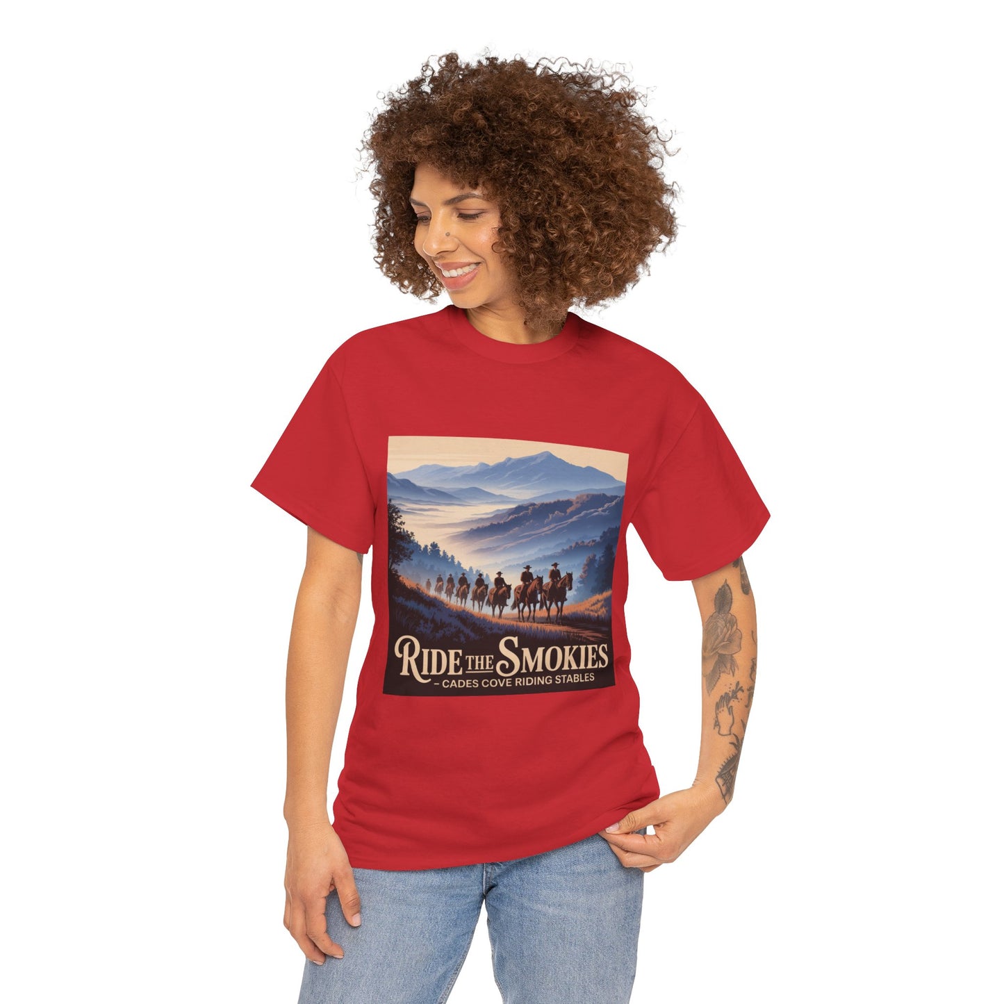 Ride the Smokies T-Shirt – Cades Cove Riding Stables Smoky Mountains Horseback Riding Tee