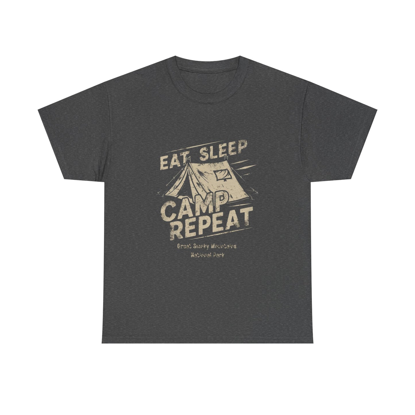 Great Smoky Mountains National Park Tent Camping Unisex Heavy Cotton Tee