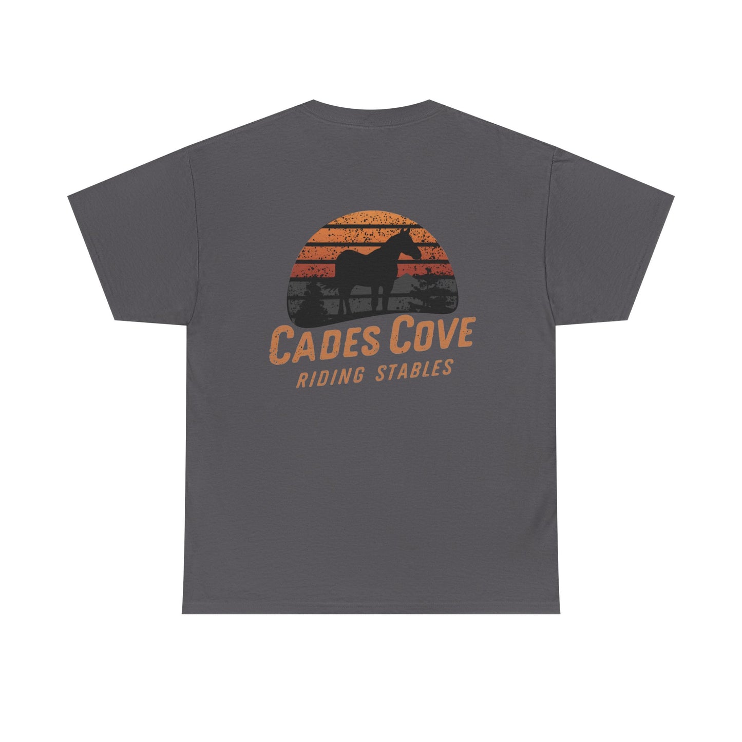 Cades Cove Riding Stables Retro Sunset Unisex Heavy Cotton Tee