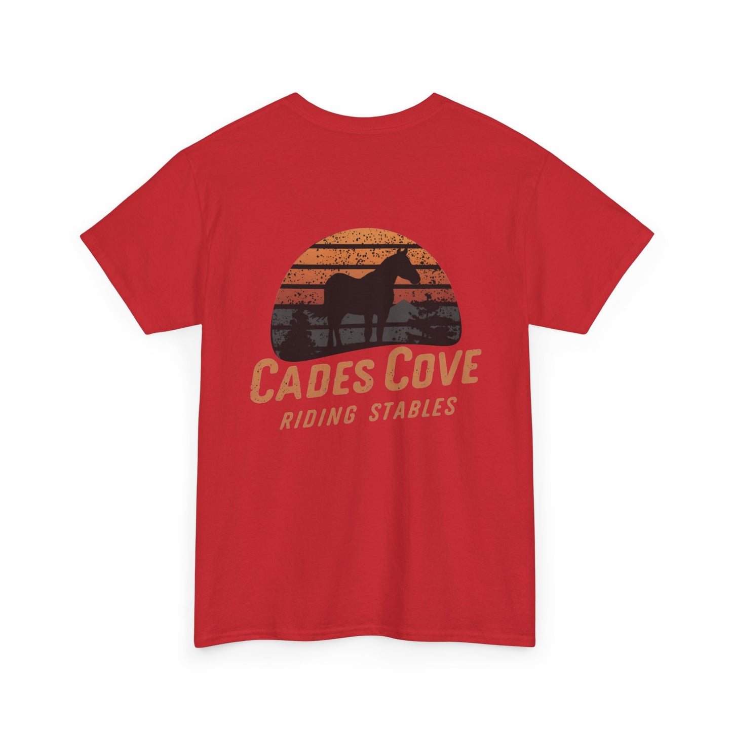 Cades Cove Riding Stables Retro Sunset Unisex Heavy Cotton Tee