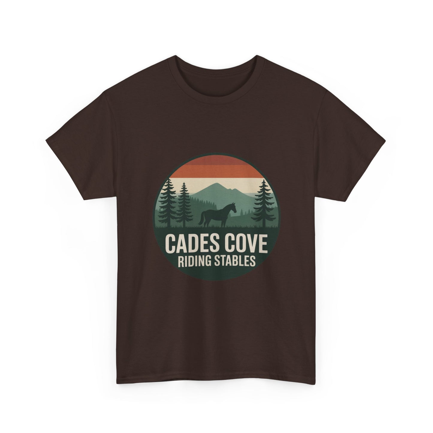 Cades Cove Riding Stables Horse Mountain T-Shirt – Adult Smoky Mountains Nature Tee