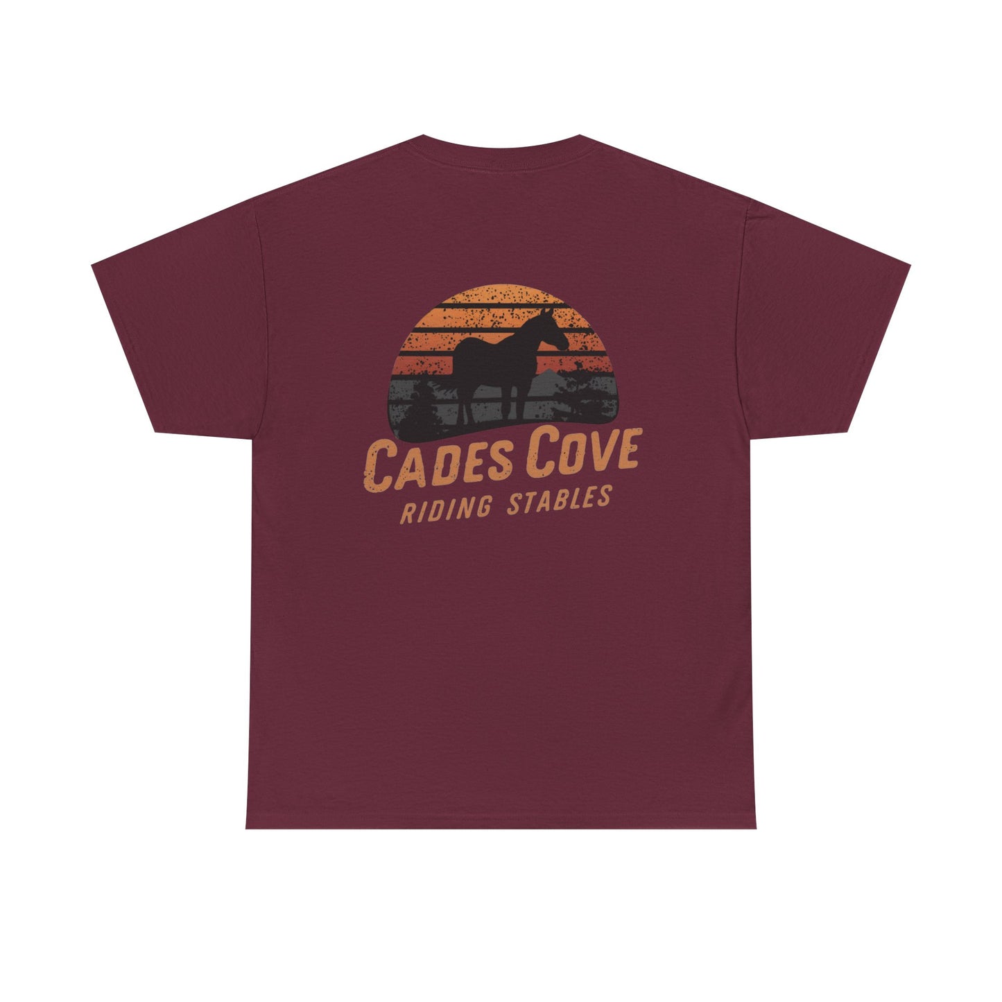 Cades Cove Riding Stables Retro Sunset Unisex Heavy Cotton Tee
