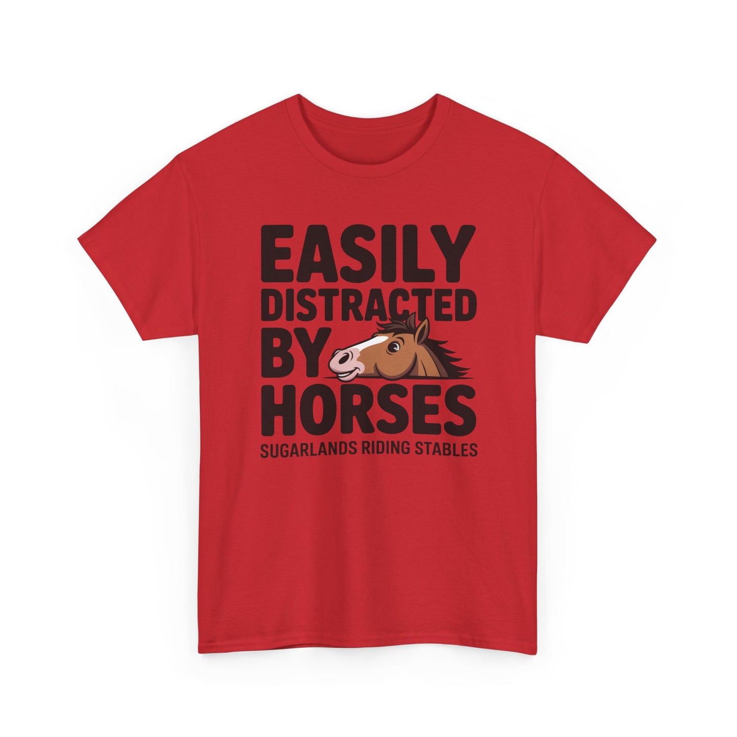 Easily Distracted by Horses T‑Shirt — Funny Equestrian Tee for Horse Lovers