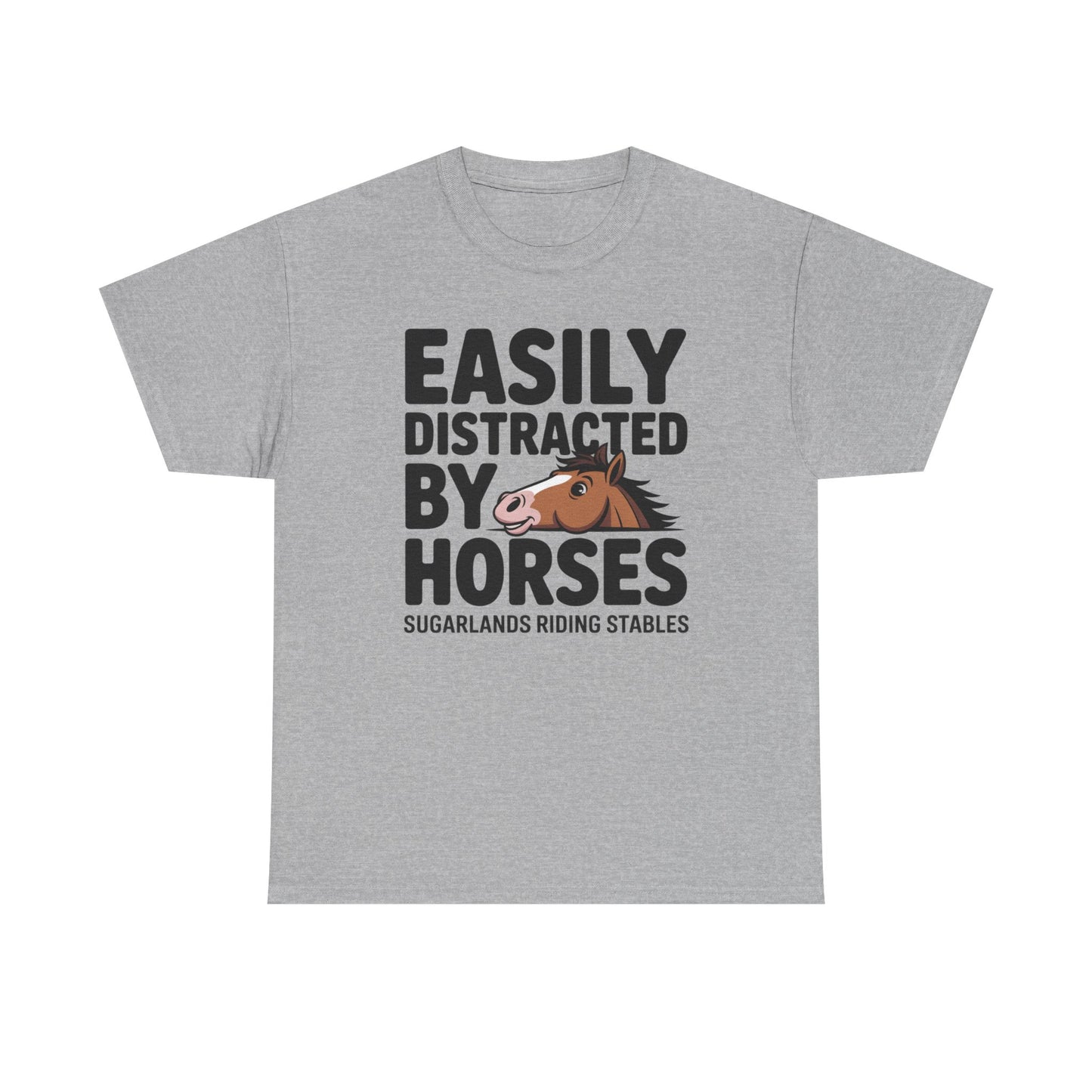 Easily Distracted by Horses T‑Shirt — Funny Equestrian Tee for Horse Lovers