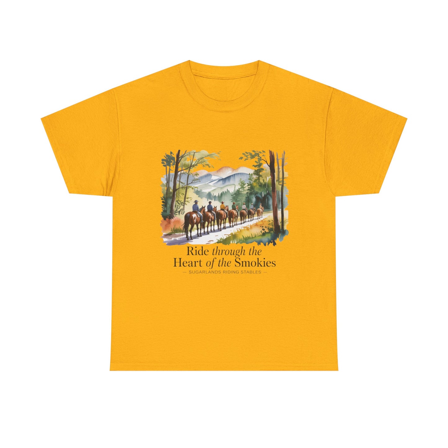 Ride Through the Heart of the Smokies T-Shirt – Sugarlands Riding Stables Gatlinburg TN Tee