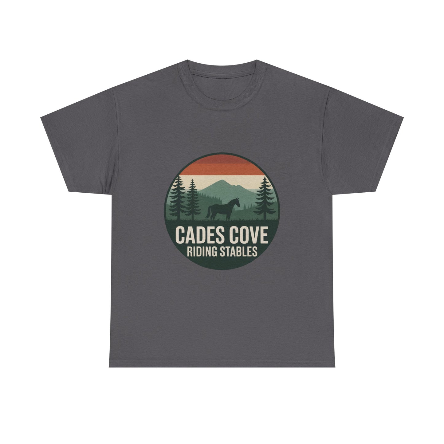 Cades Cove Riding Stables Horse Mountain T-Shirt – Adult Smoky Mountains Nature Tee