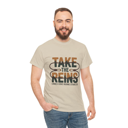 Take the Reins T-Shirt – Cades Cove Riding Stables Smoky Mountains Horseback Riding Tee