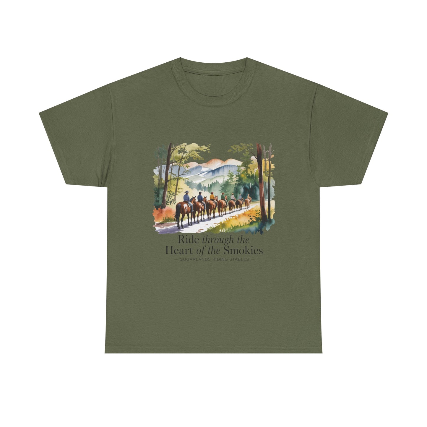 Ride Through the Heart of the Smokies T-Shirt – Sugarlands Riding Stables Gatlinburg TN Tee