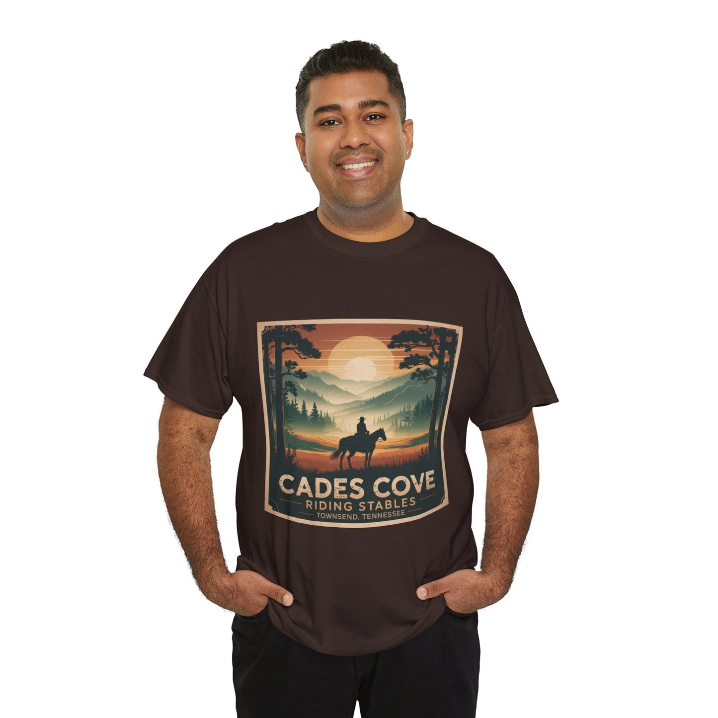 Cades Cove Riding Stables Sunset T-Shirt – Townsend Tennessee Smoky Mountains Horseback Tee