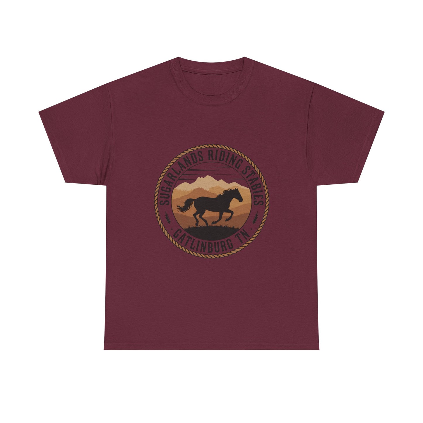 Sugarlands Riding Stables T-Shirt – Gatlinburg Tennessee Running Horse Western Emblem Tee