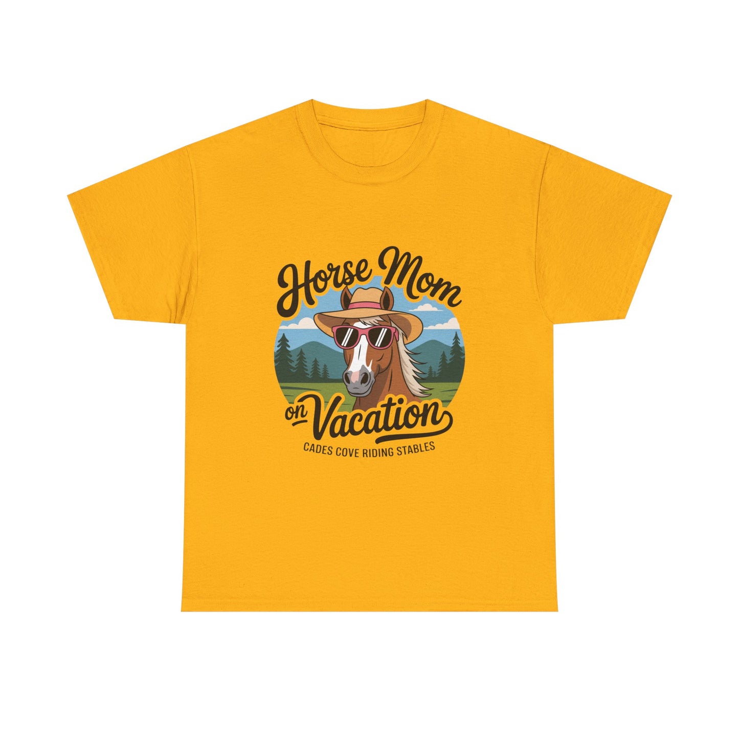 Horse Mom on Vacation Cades Cove Riding Stables T-Shirt – Funny Adult Horse Lover Tee