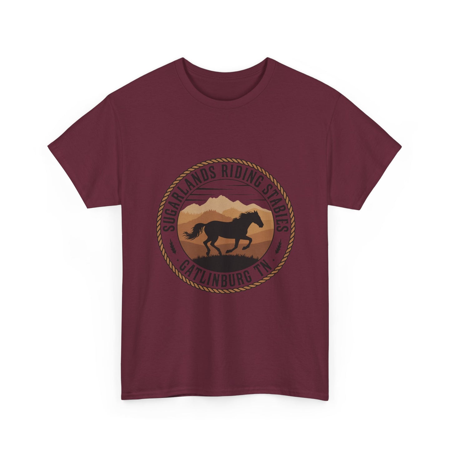 Sugarlands Riding Stables T-Shirt – Gatlinburg Tennessee Running Horse Western Emblem Tee