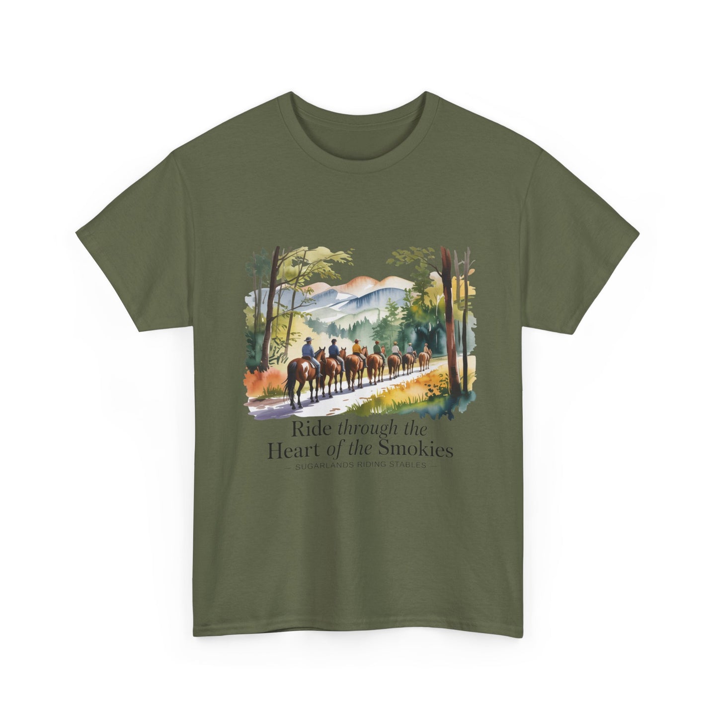 Ride Through the Heart of the Smokies T-Shirt – Sugarlands Riding Stables Gatlinburg TN Tee