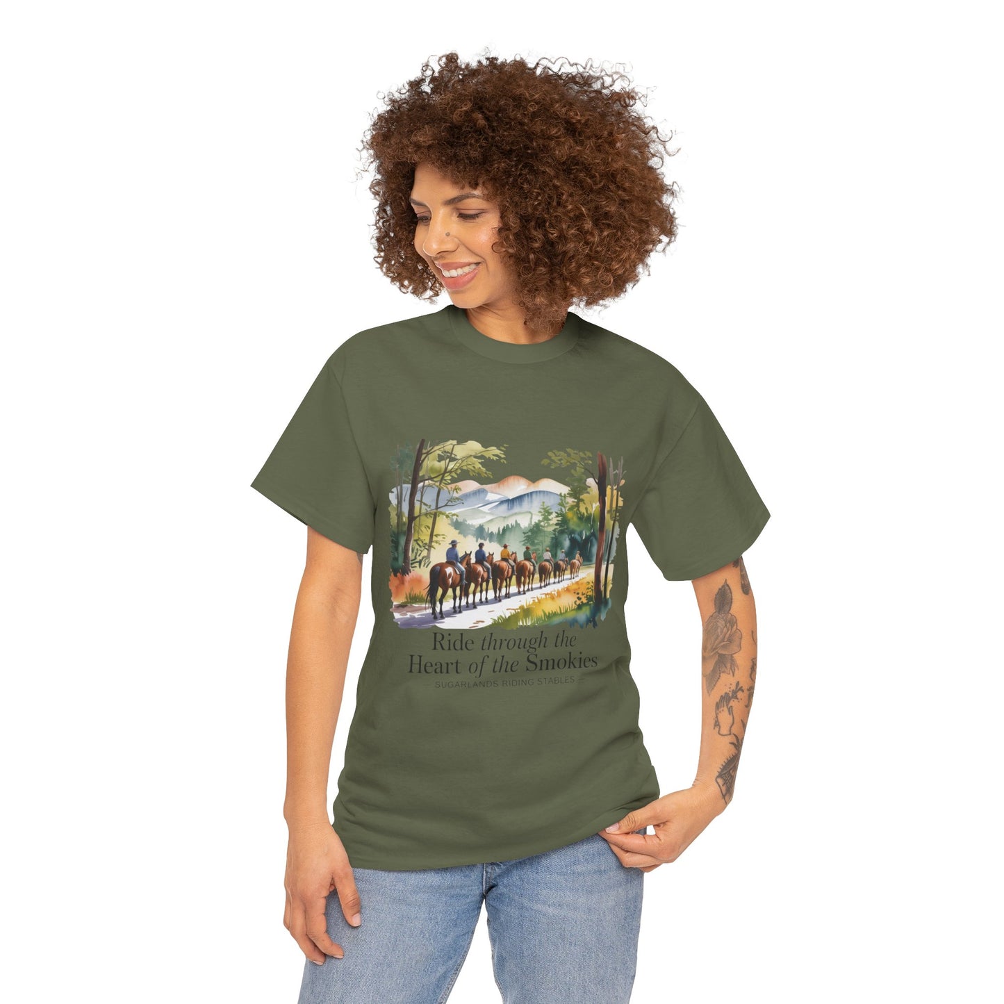 Ride Through the Heart of the Smokies T-Shirt – Sugarlands Riding Stables Gatlinburg TN Tee