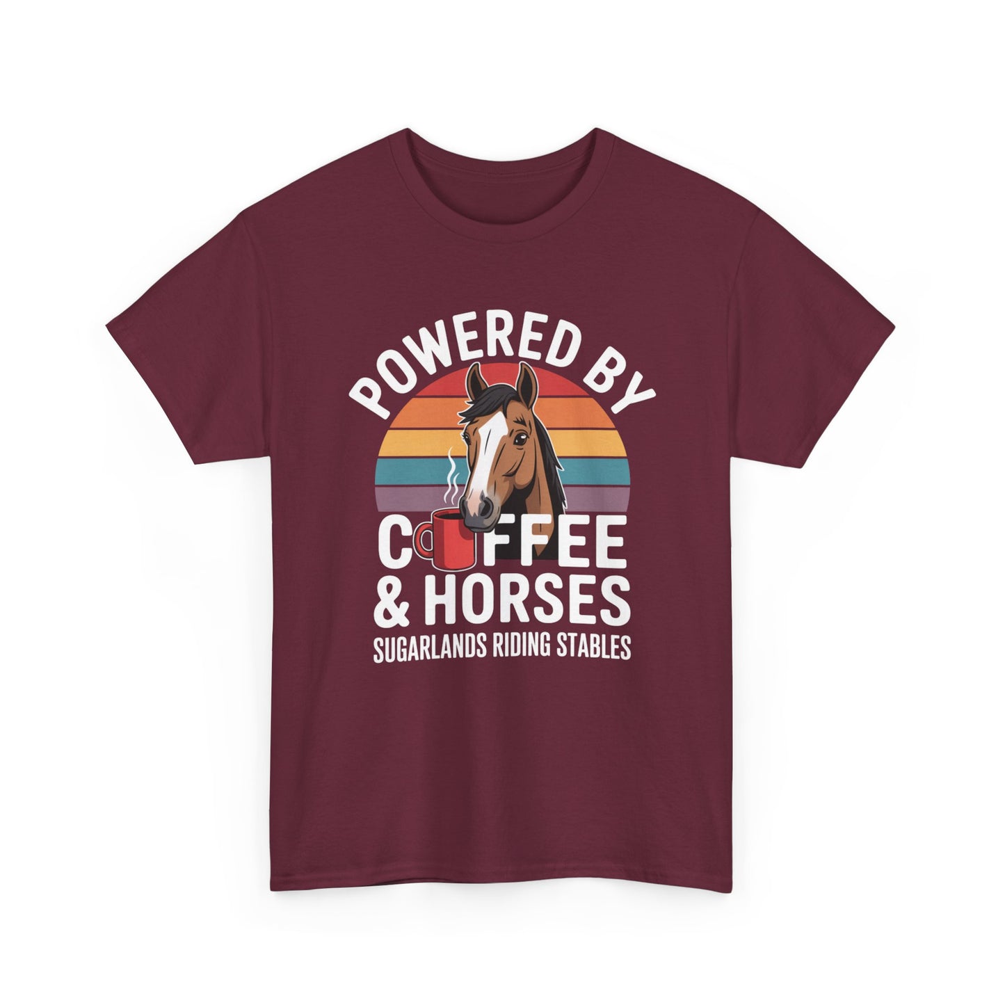 Powered by Coffee & Horses T-Shirt — Horse Mom Equestrian Riding Tee