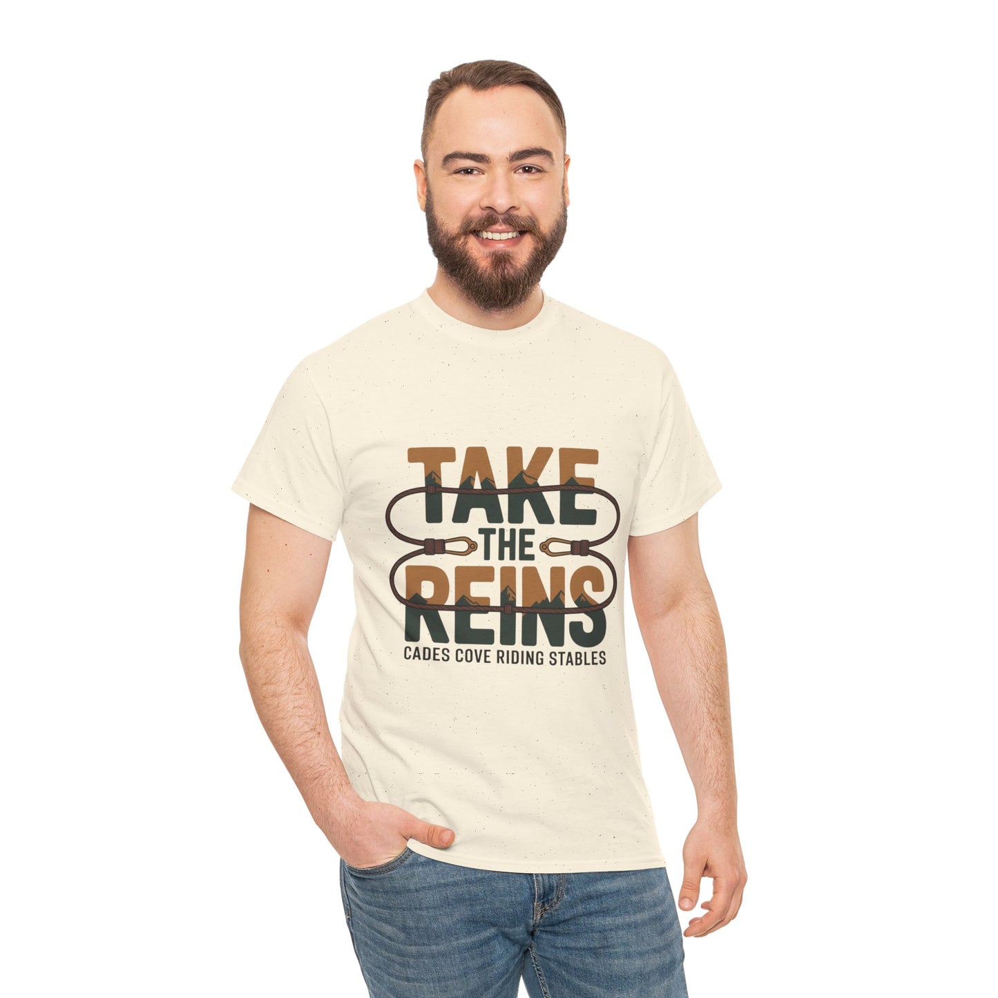 Take the Reins T-Shirt – Cades Cove Riding Stables Smoky Mountains Horseback Riding Tee