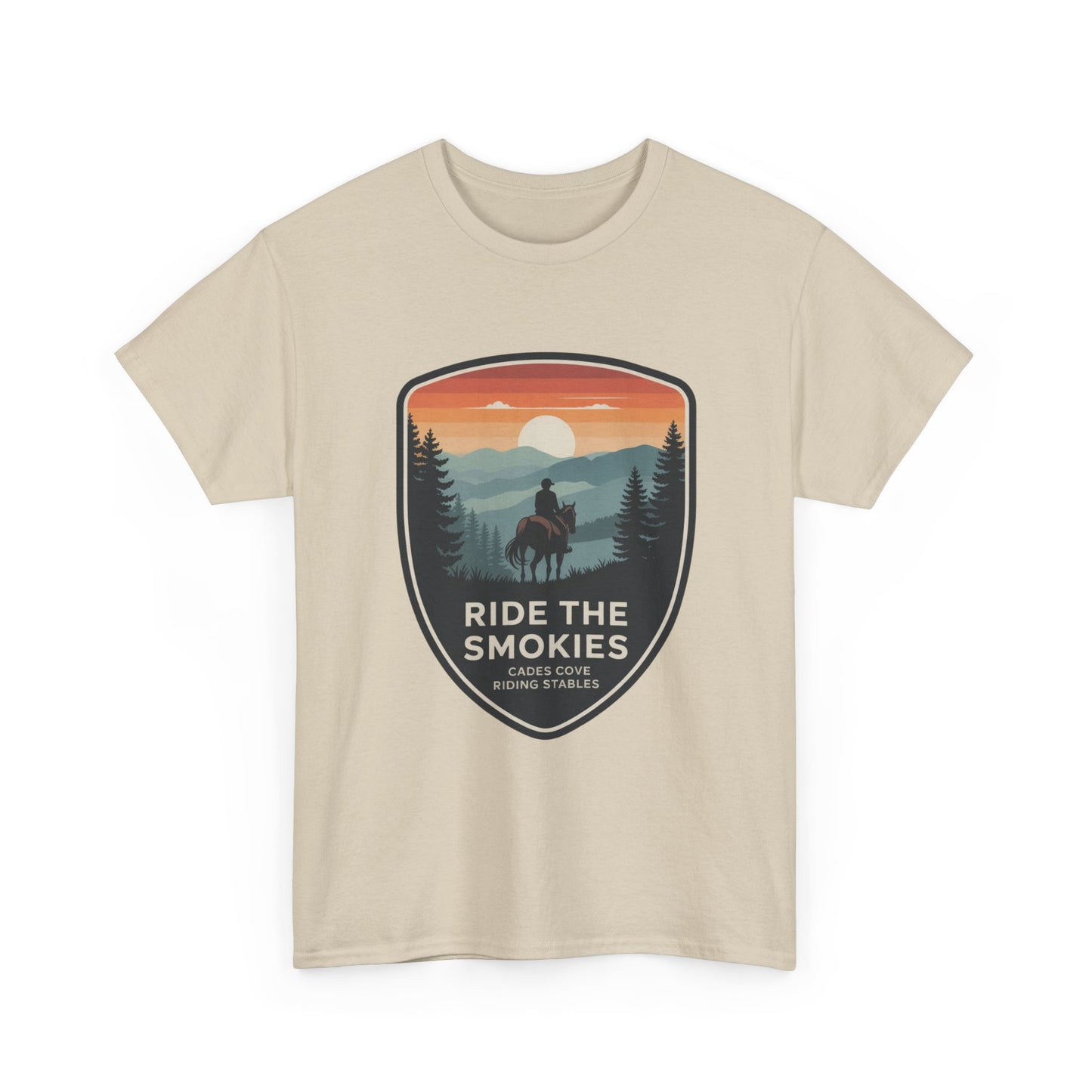 Ride the Smokies Cades Cove Riding Stables T-Shirt – Adult Great Smoky Mountains Horseback Tee