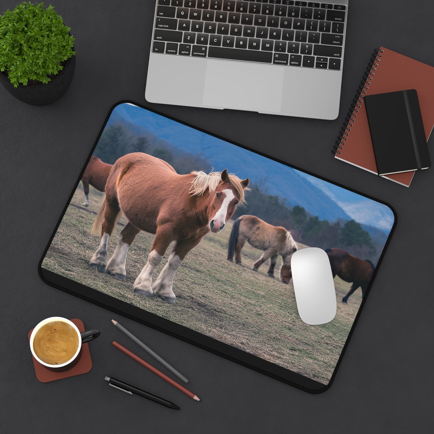 Great Smoky Mountains National Park Horses in a Field Desk Mat