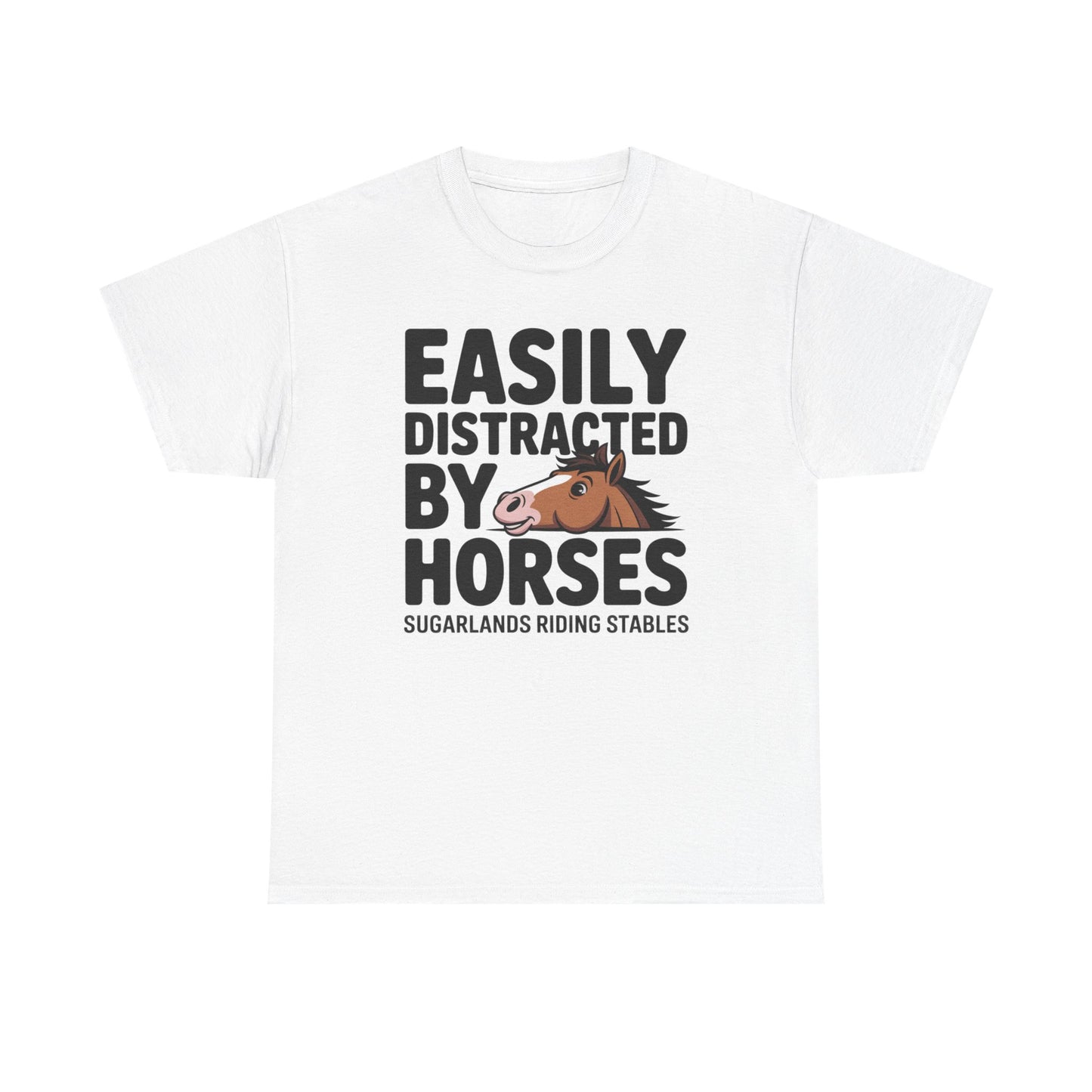 Easily Distracted by Horses T‑Shirt — Funny Equestrian Tee for Horse Lovers