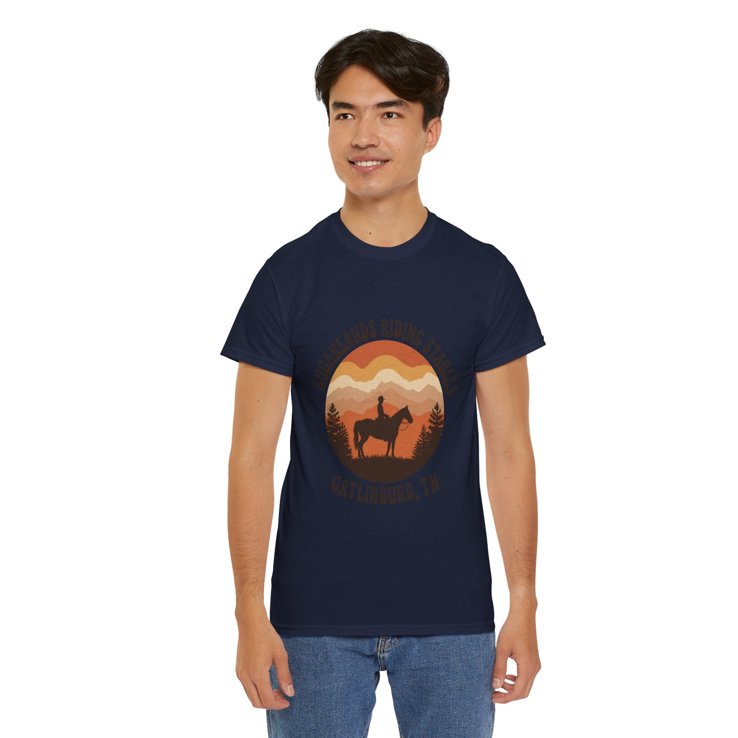 Sugarlands Riding Stables T-Shirt – Gatlinburg Tennessee Sunset Smoky Mountains Tee