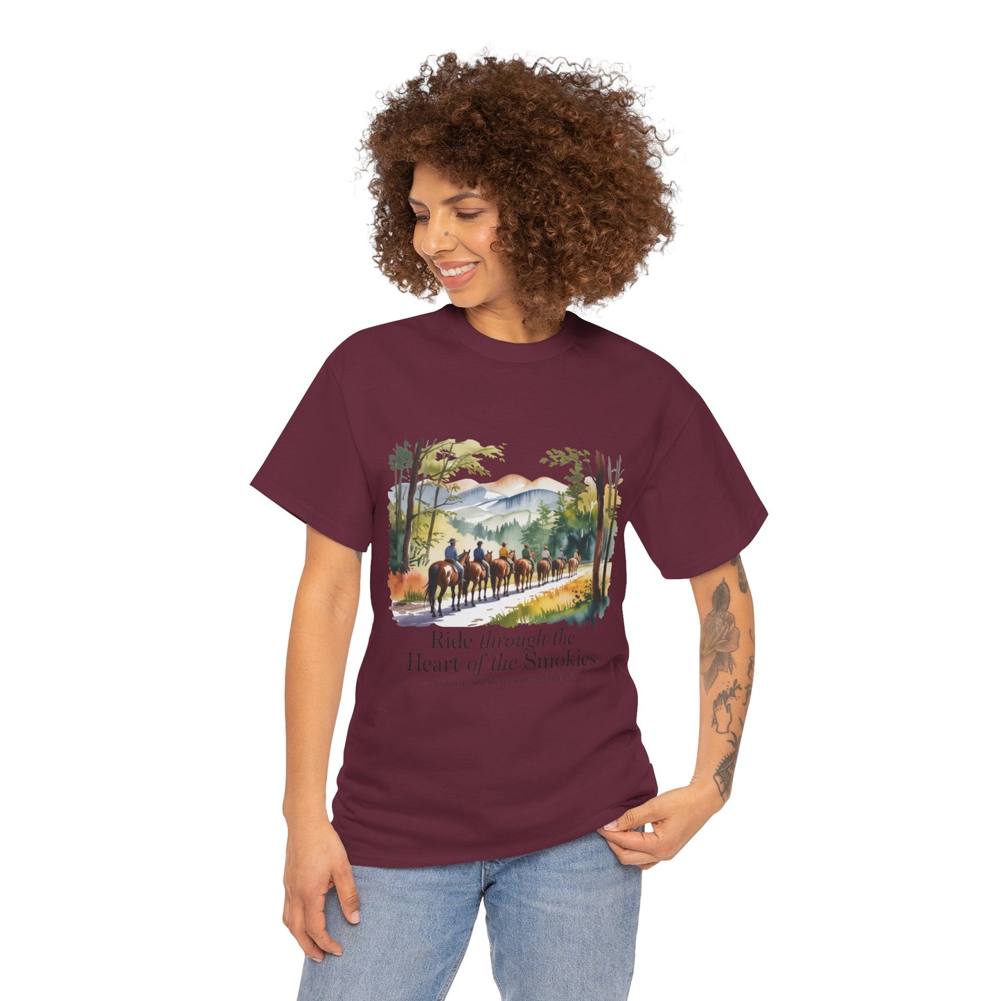 Ride Through the Heart of the Smokies T-Shirt – Sugarlands Riding Stables Gatlinburg TN Tee