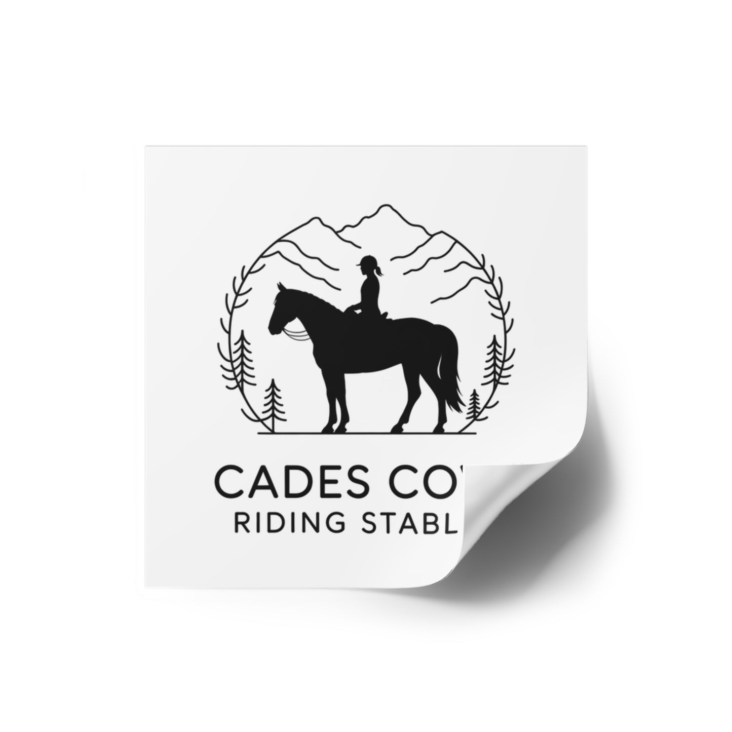 Cades Cove Riding Stables Sticker – Smoky Mountains Horse and Rider Minimalist Decal