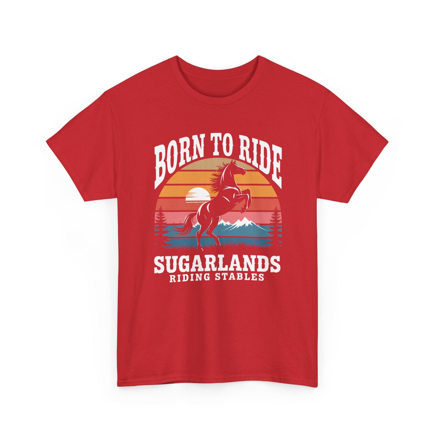 Born to Ride Horse T-Shirt — Sugarlands Riding Stables Retro Sunset Tee
