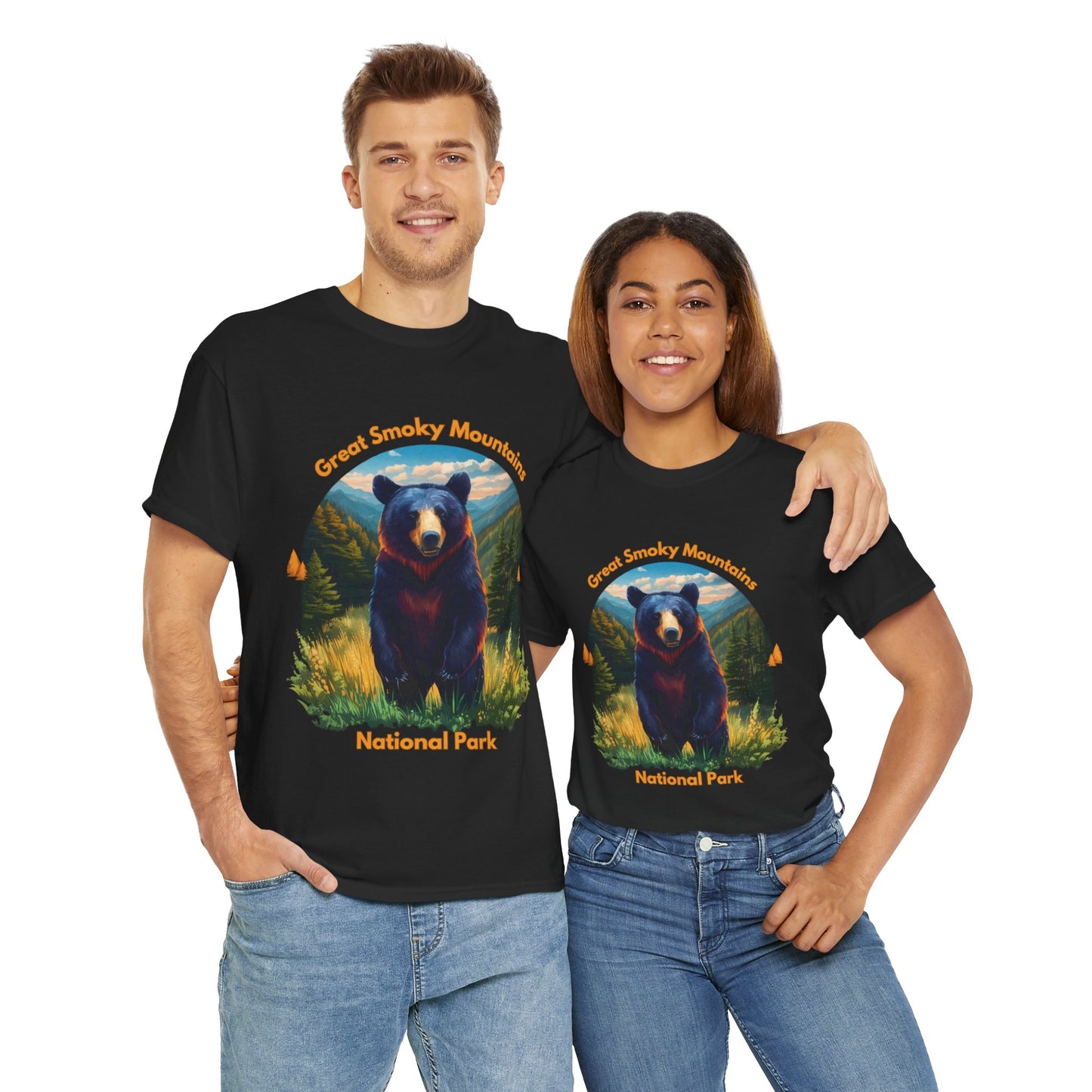 Great Smoky Mountains National Park Standing Black Bear Unisex Heavy Cotton Tee