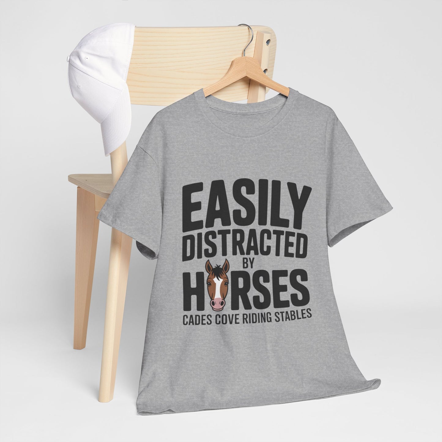 Easily Distracted by Horses T-Shirt – Funny Horse Lover Tee | Cades Cove Riding Stables