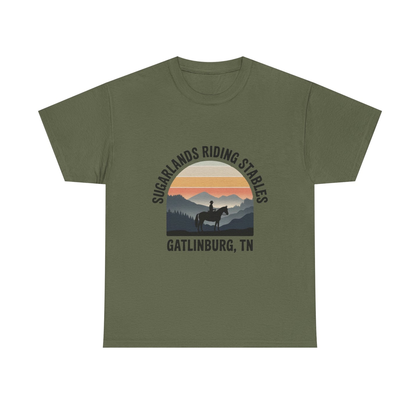 Sugarlands Riding Stables T-Shirt – Gatlinburg Tennessee Sunset Horizon Smoky Mountains Tee