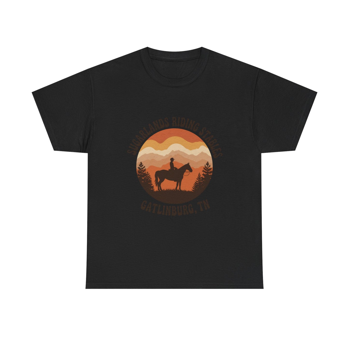 Sugarlands Riding Stables T-Shirt – Gatlinburg Tennessee Sunset Smoky Mountains Tee