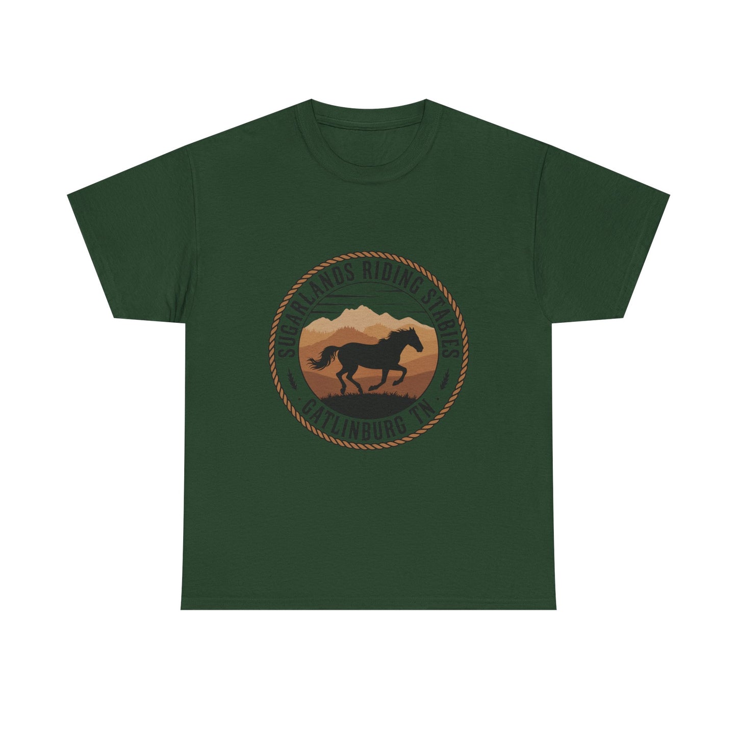 Sugarlands Riding Stables T-Shirt – Gatlinburg Tennessee Running Horse Western Emblem Tee