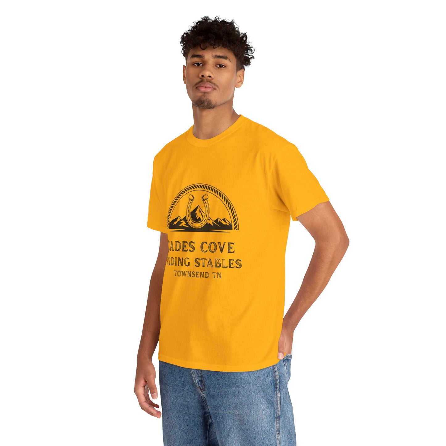 Cades Cove Riding Stables T-Shirt – Smoky Mountains Horseshoe Western Logo Tee