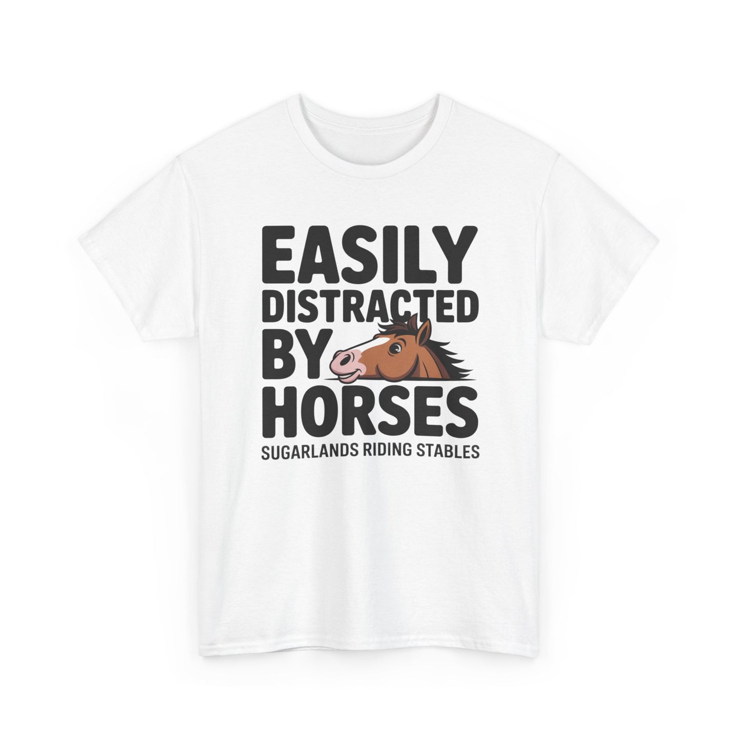 Easily Distracted by Horses T‑Shirt — Funny Equestrian Tee for Horse Lovers