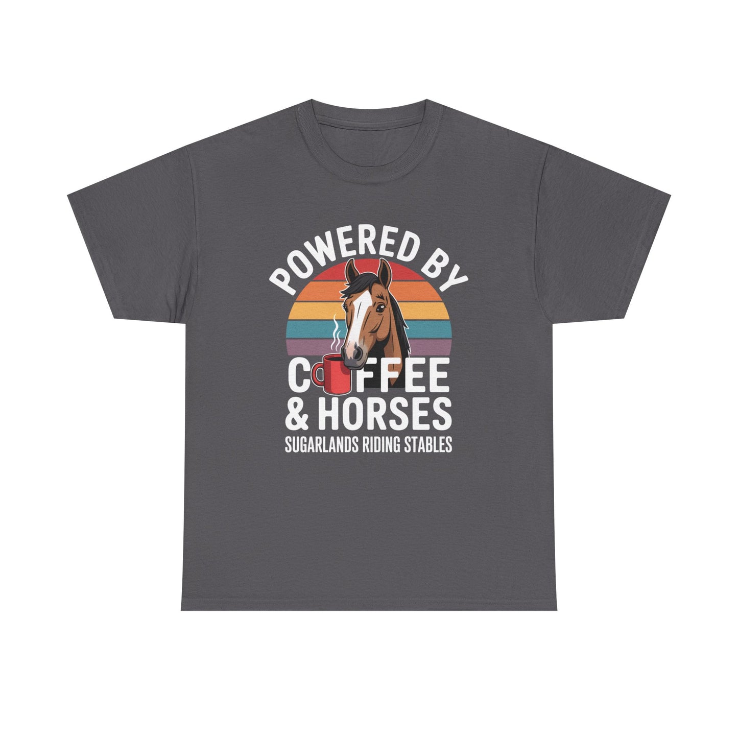Powered by Coffee & Horses T-Shirt — Horse Mom Equestrian Riding Tee