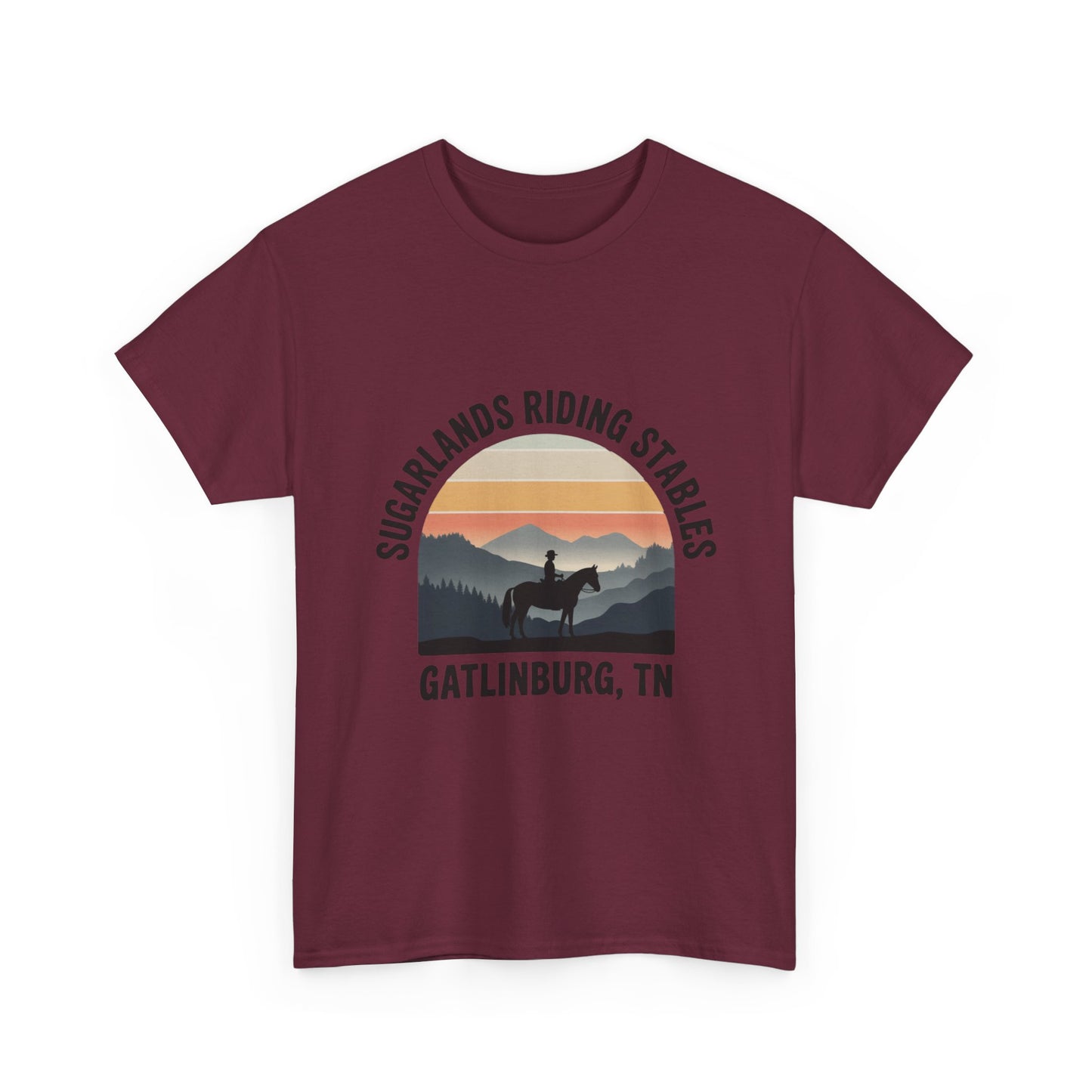 Sugarlands Riding Stables T-Shirt – Gatlinburg Tennessee Sunset Horizon Smoky Mountains Tee