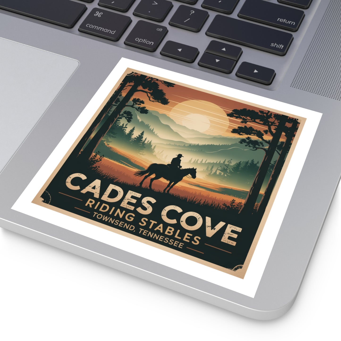 Cades Cove Riding Stables Sunset Sticker – Townsend Tennessee Smoky Mountains Souvenir Decal