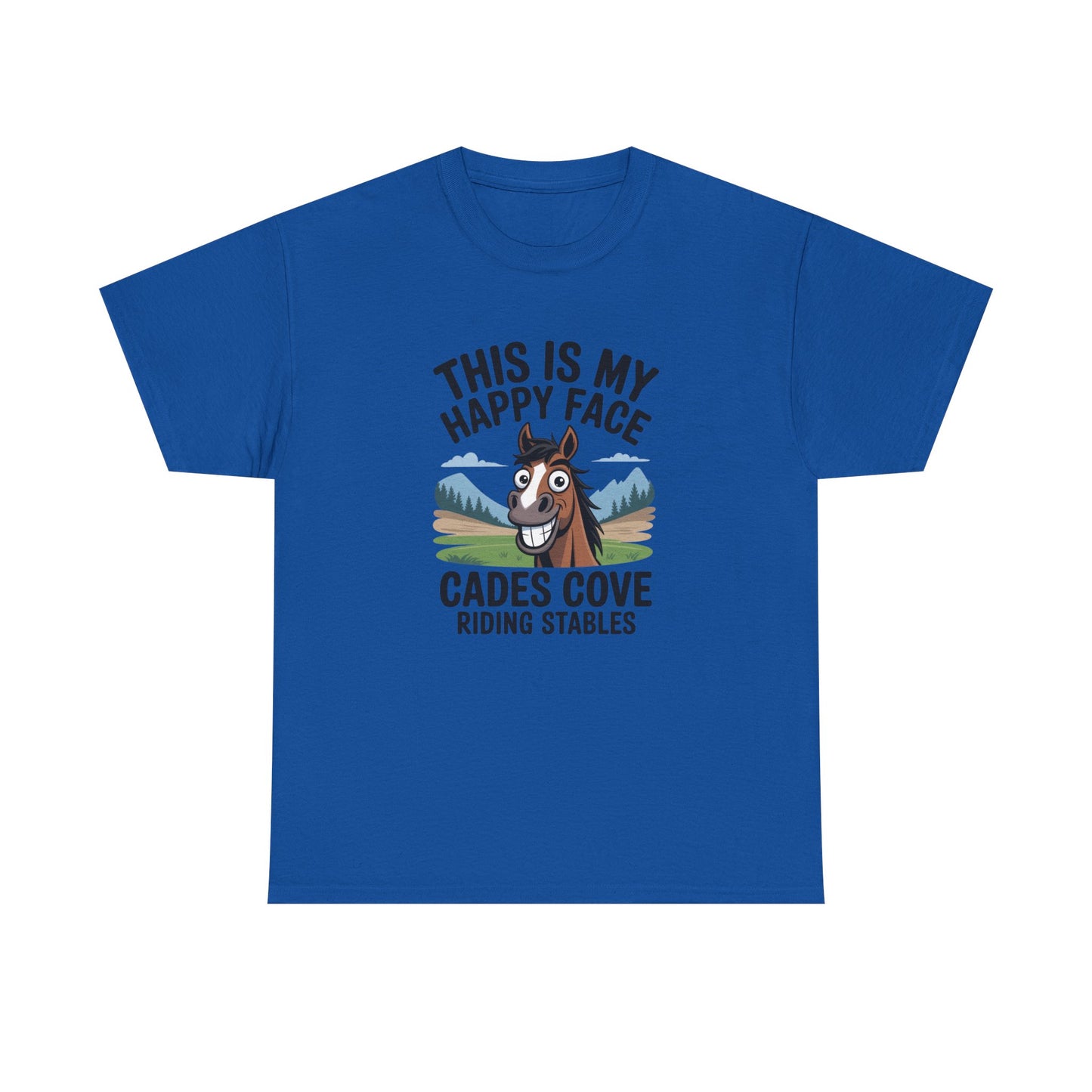 This Is My Happy Face Cades Cove Riding Stables T-Shirt – Funny Adult Horse Tee