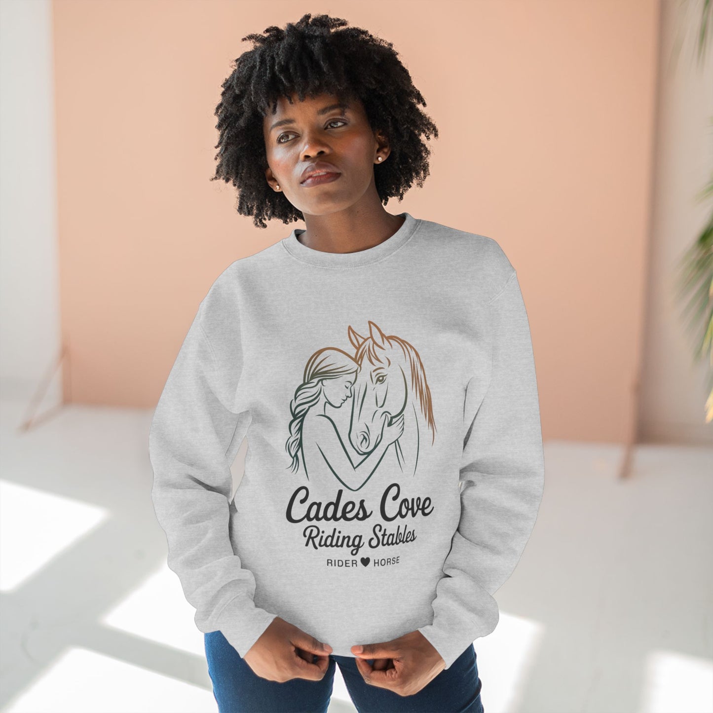 Cades Cove Gentle Connection – Rider & Horse Silhouette Unisex Crewneck Sweatshirt