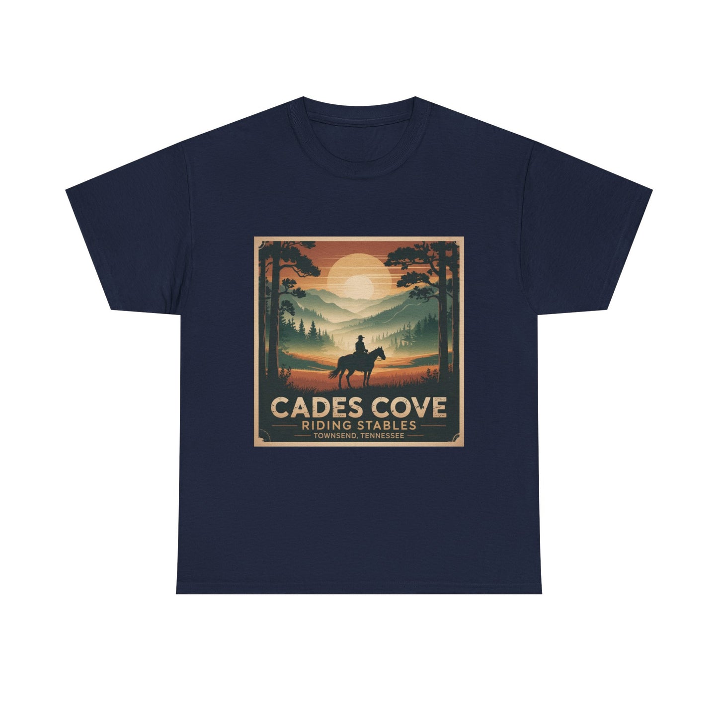 Cades Cove Riding Stables Sunset T-Shirt – Townsend Tennessee Smoky Mountains Horseback Tee