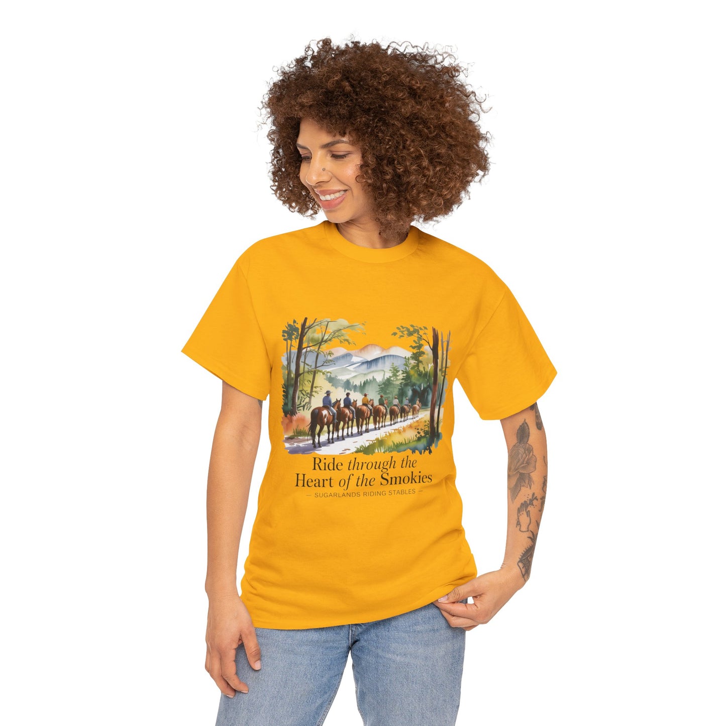 Ride Through the Heart of the Smokies T-Shirt – Sugarlands Riding Stables Gatlinburg TN Tee