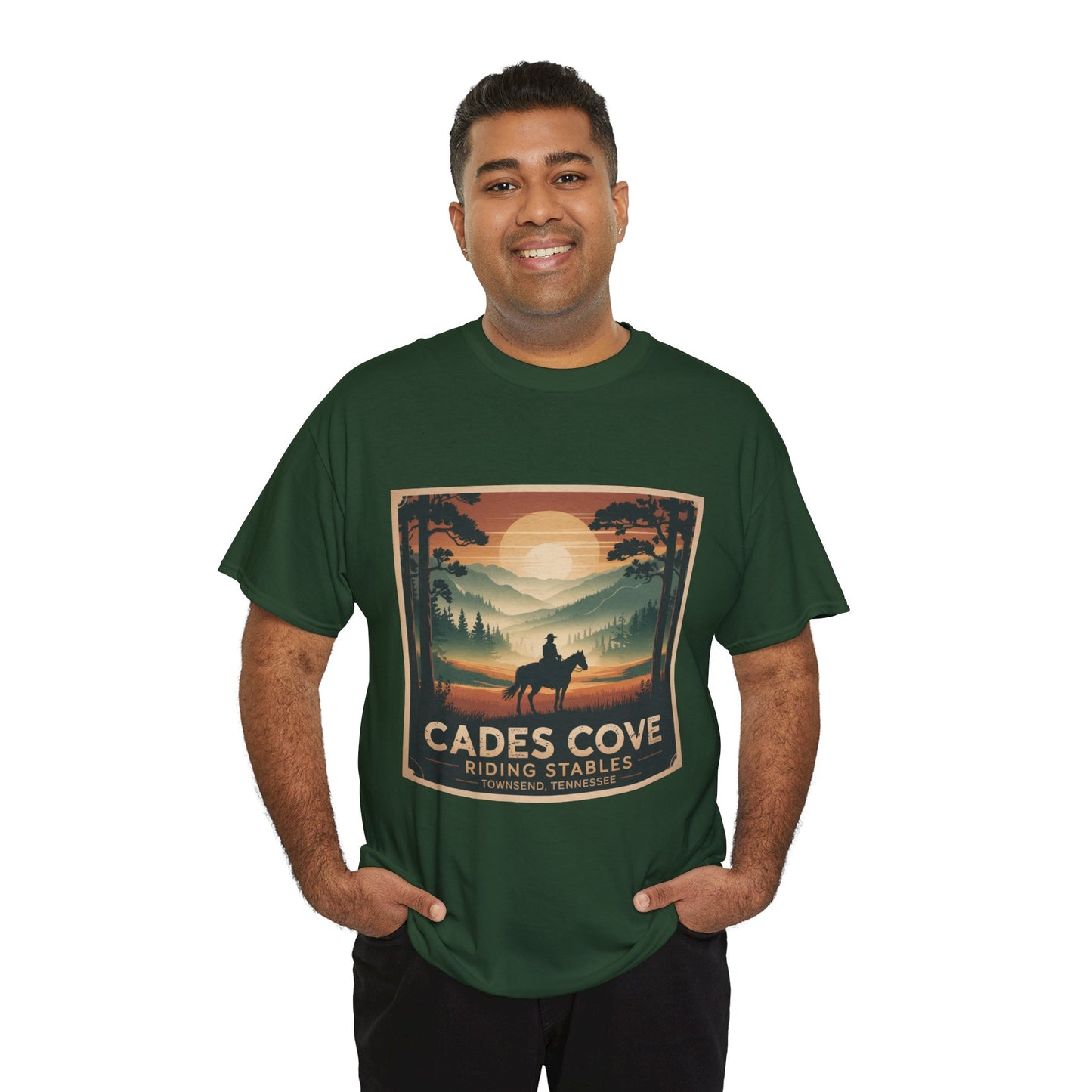 Cades Cove Riding Stables Sunset T-Shirt – Townsend Tennessee Smoky Mountains Horseback Tee
